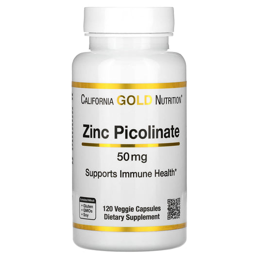 California Gold Nutrition-Zinc Picolinate-50 mg-120 Veggie Capsules