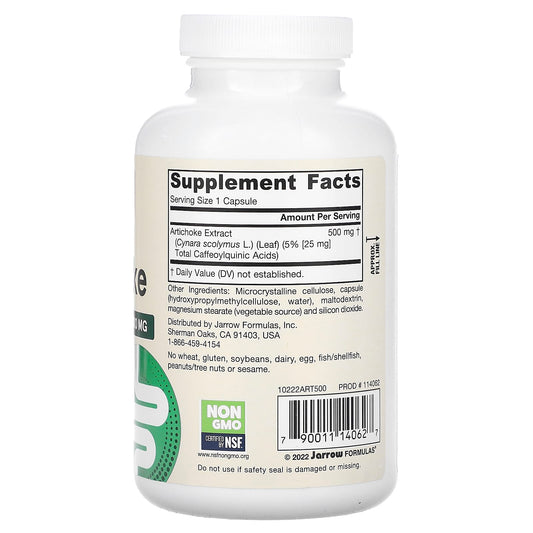 Jarrow Formulas, Artichoke, 500 mg, 180 Veggie Capsules