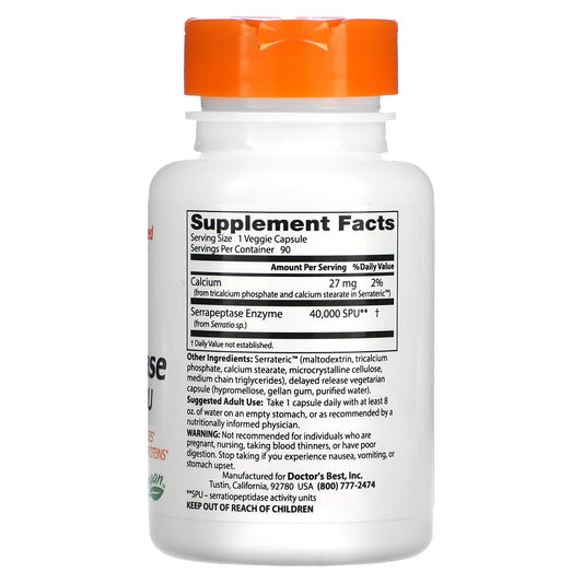 Doctor's Best, Serrapeptase, 40,000 SPU, 90 Veggie Caps