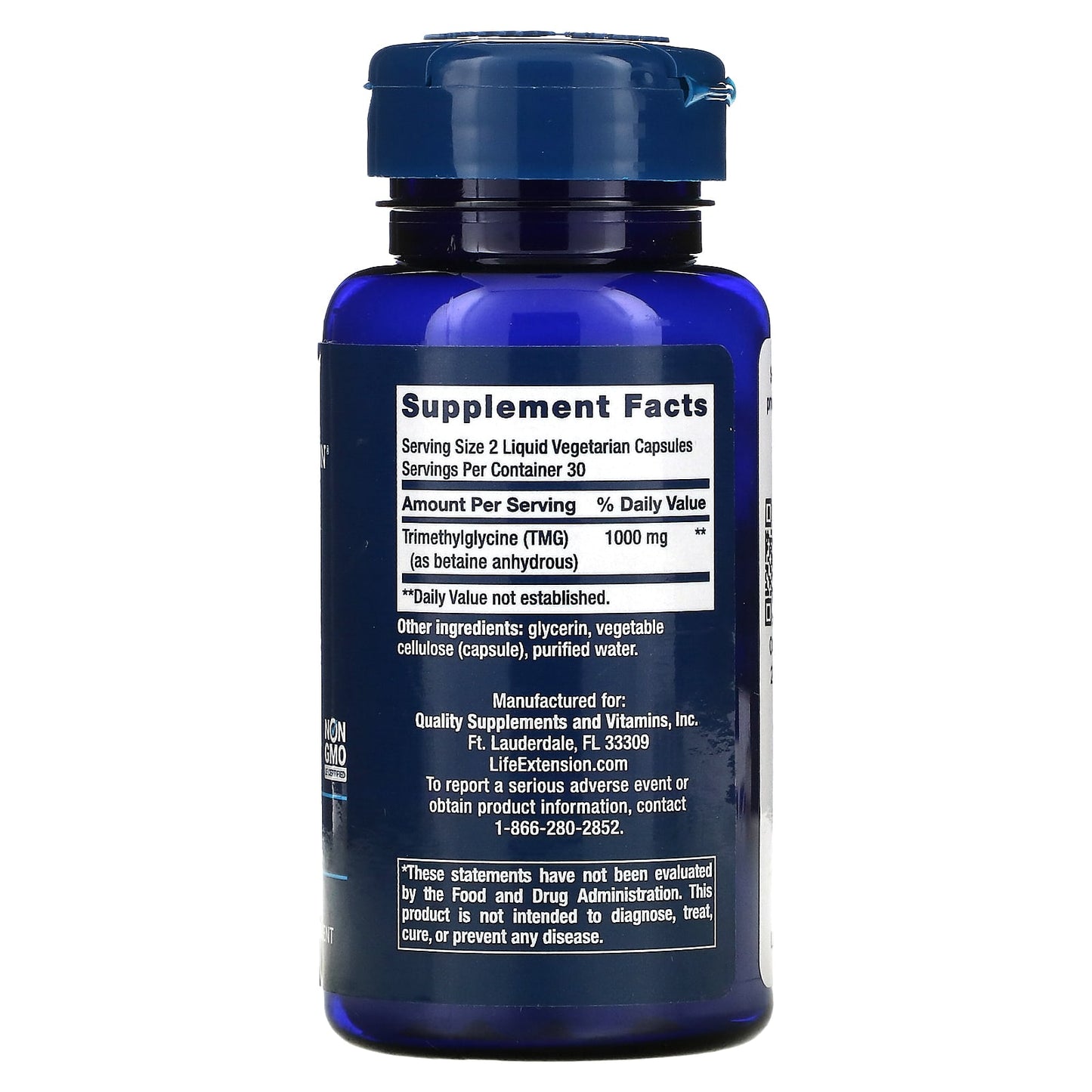 Life Extension, TMG, 500 mg, 60 Liquid Vegetarian Capsules