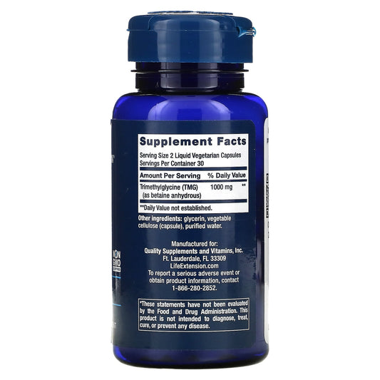 Life Extension, TMG, 500 mg, 60 Liquid Vegetarian Capsules