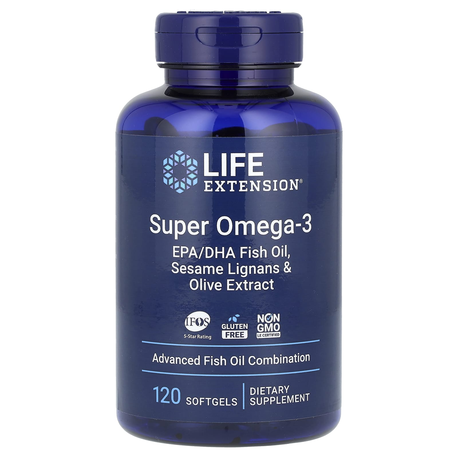 Life Extension-Super Omega-3-EPA/DHA Fish Oil-Sesame Lignans & Olive Extract-120 Softgels
