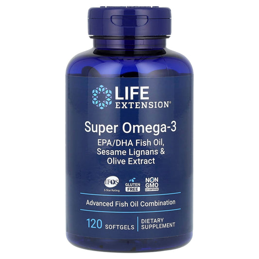 Life Extension-Super Omega-3-EPA/DHA Fish Oil-Sesame Lignans & Olive Extract-120 Softgels