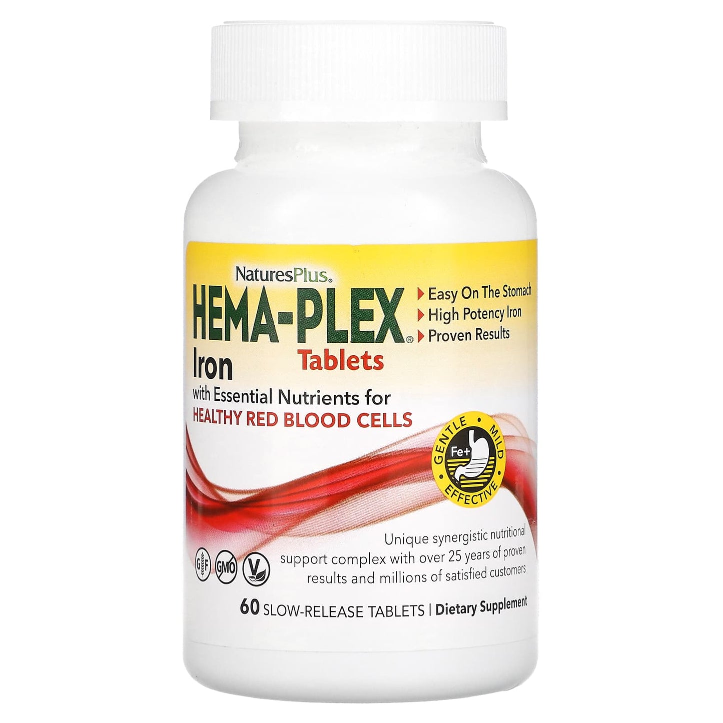 NaturesPlus-Hema-Plex-Iron with Essential Nutrients for Healthy Red Blood Cells -60 Slow-Release Tablets