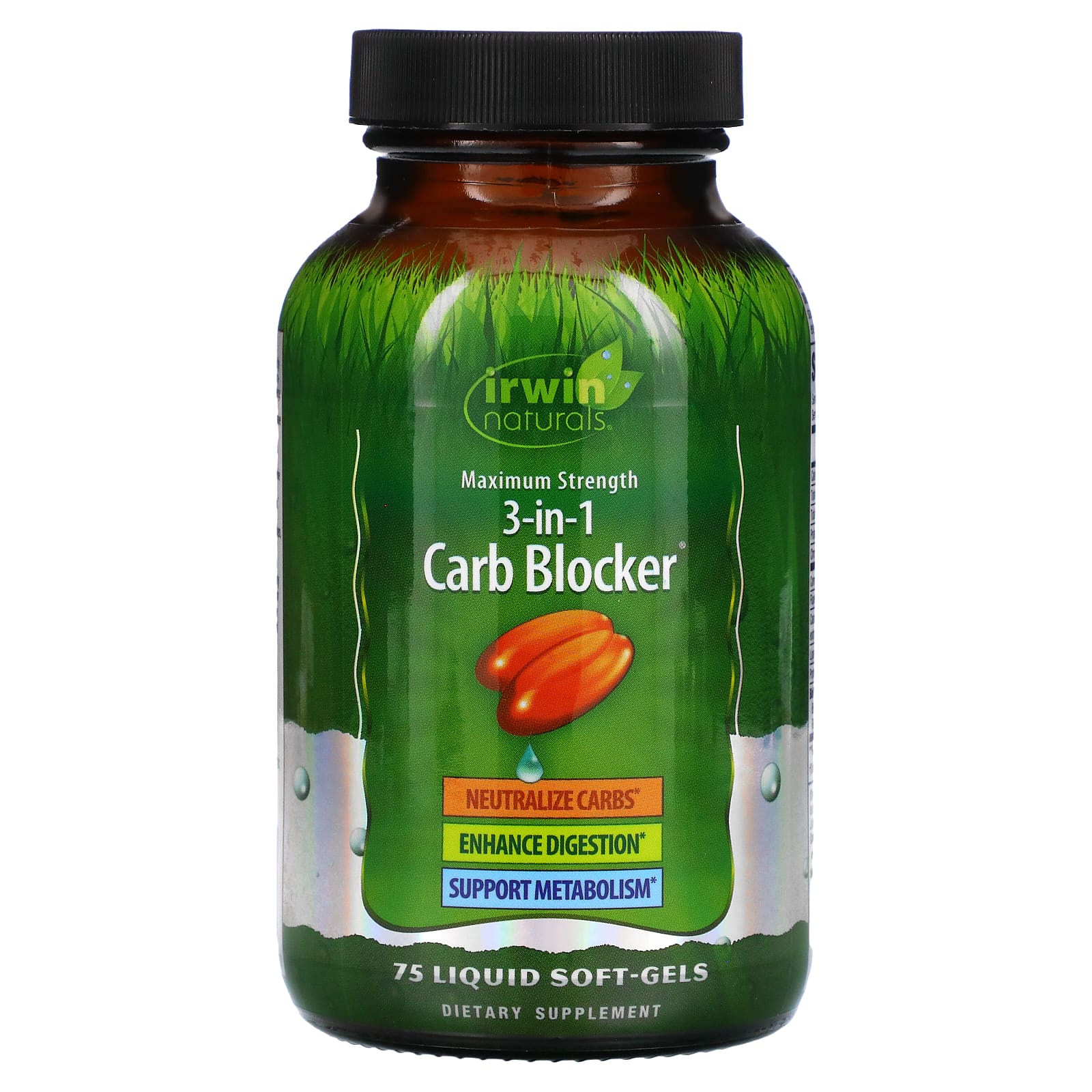 Irwin Naturals-3-In-1 Carb Blocker-Maximum Strength-75 Liquid Soft-Gels