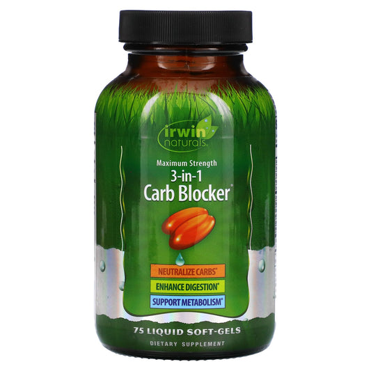 Irwin Naturals-3-In-1 Carb Blocker-Maximum Strength-75 Liquid Soft-Gels