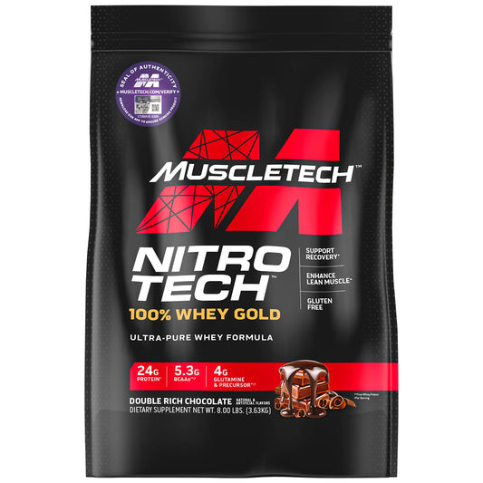 MuscleTech-Nitro Tech-100% Whey Gold-Double Rich Chocolate-8 lbs (3.63 kg)