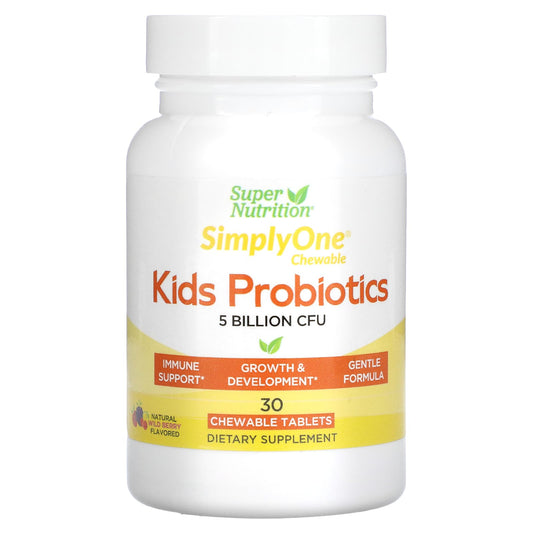 Super Nutrition-Kid’s Probiotics-Wild Berry Flavor-5 Billion CFU-30 Chewable Tablets
