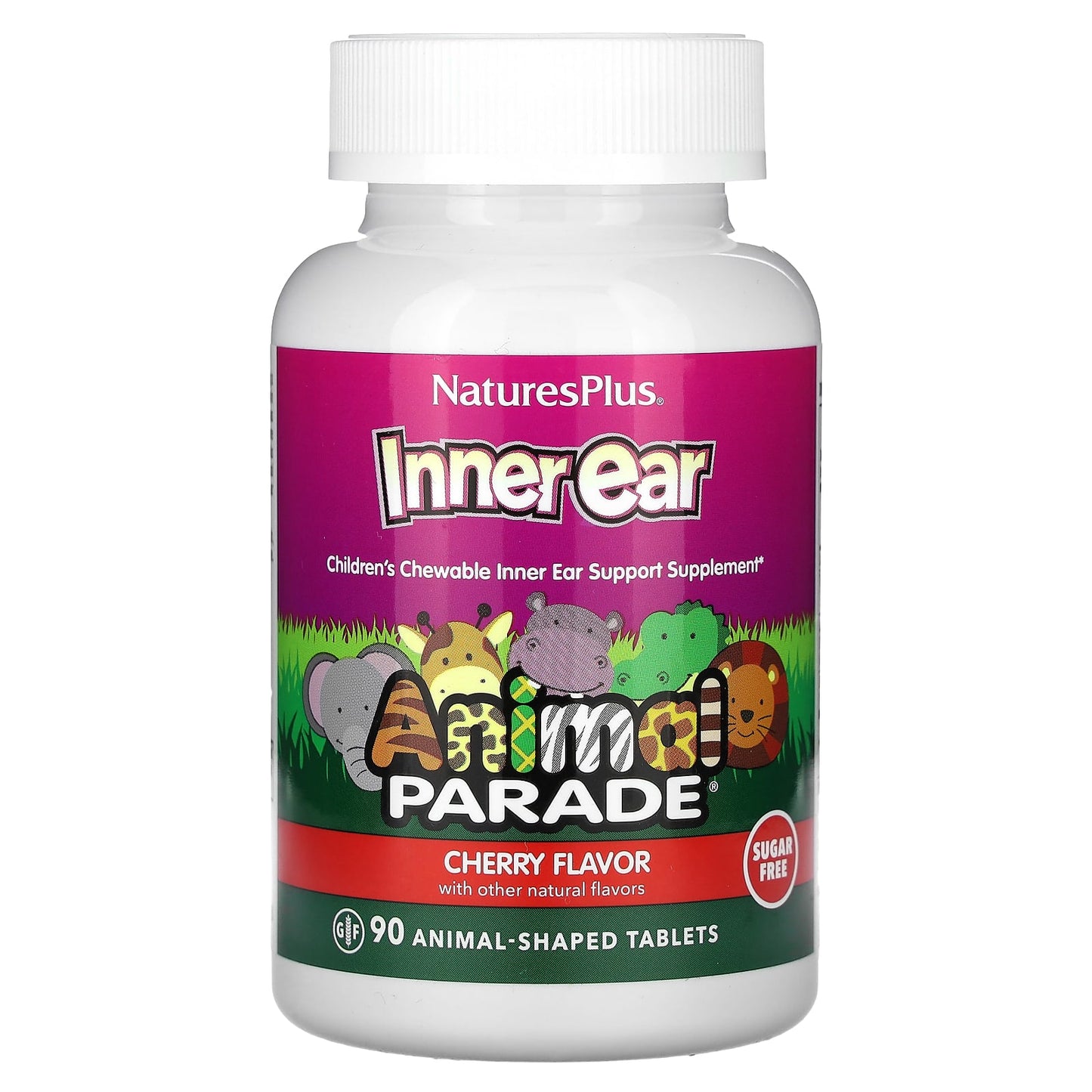 NaturesPlus-Animal Parade-Inner Ear-Children's Chewable-Cherry-90 Animal-Shaped Tablets