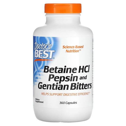 Doctor's Best-Betaine HCl-Pepsin and Gentian Bitters-360 Capsules