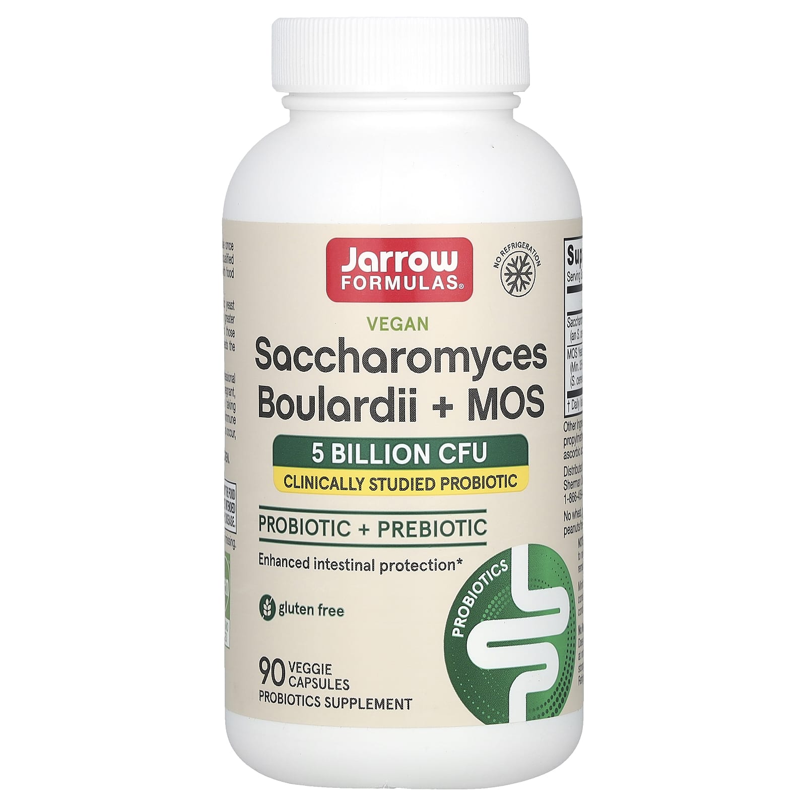 Jarrow Formulas-Vegan Saccharomyces Boulardii + MOS-5 Billion CFU-90 Veggie Capsules