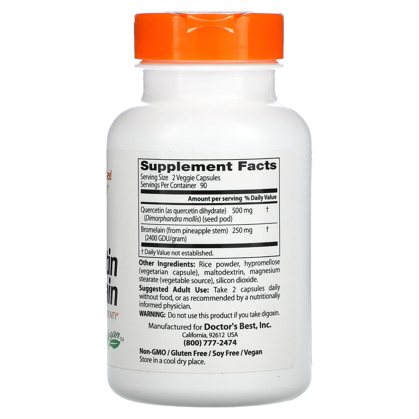 Doctor's Best, Quercetin Bromelain, 180 Veggie Caps