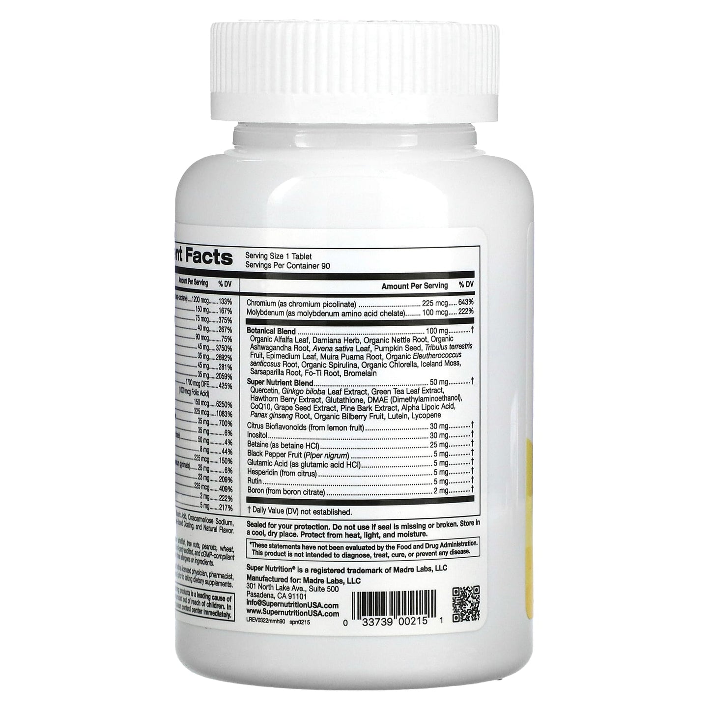 Super Nutrition, SimplyOne, Men's Multivitamin + Supporting Herbs, 90 Tablets