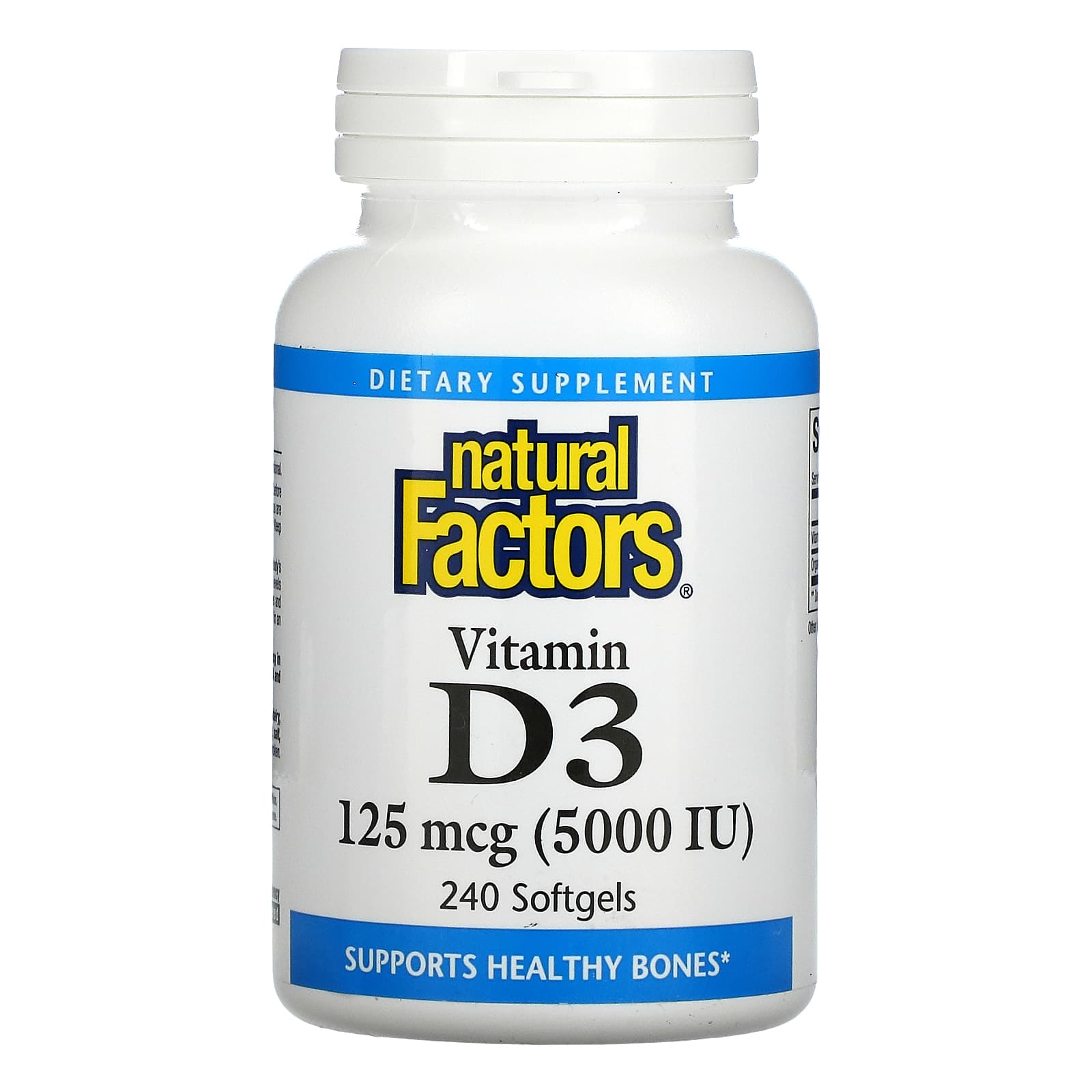 Natural Factors-Vitamin D3-125 mcg (5,000 IU)-240 Softgels