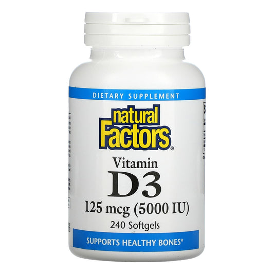 Natural Factors-Vitamin D3-125 mcg (5,000 IU)-240 Softgels