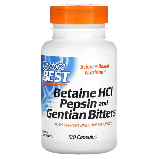 Doctor's Best-Betaine HCl Pepsin & Gentian Bitters-120 Capsules