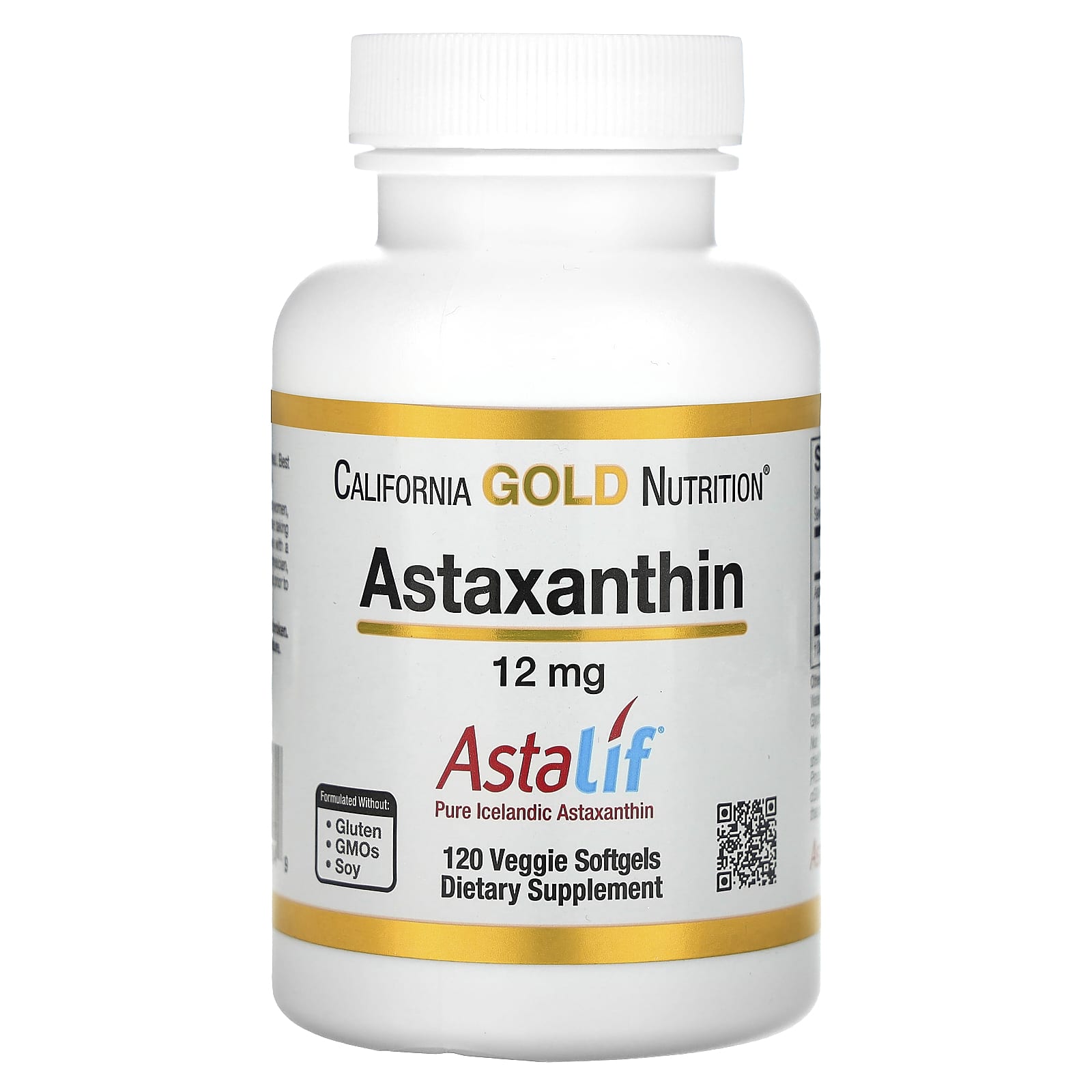 California Gold Nutrition-Astaxanthin-Astalif Pure Icelandic-12 mg-120 Veggie Softgels