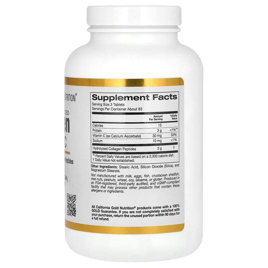 California Gold Nutrition, Hydrolyzed Collagen Peptides + Vitamin C, Type I & III, 250 Tablets