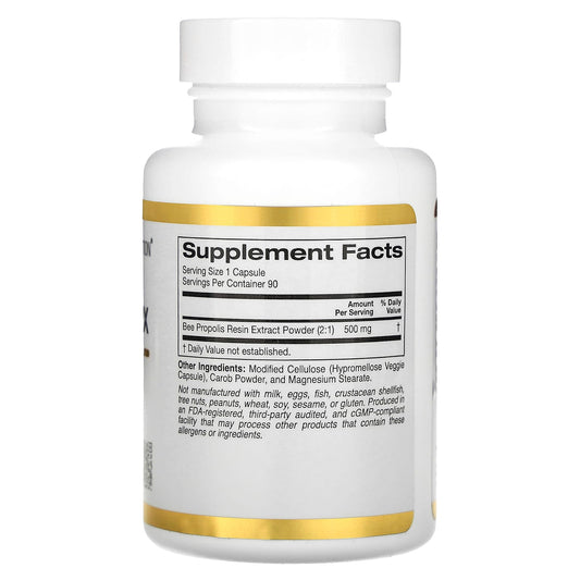 California Gold Nutrition, Bee Propolis 2X, Concentrated Extract, 500 mg, 90 Veggie Caps