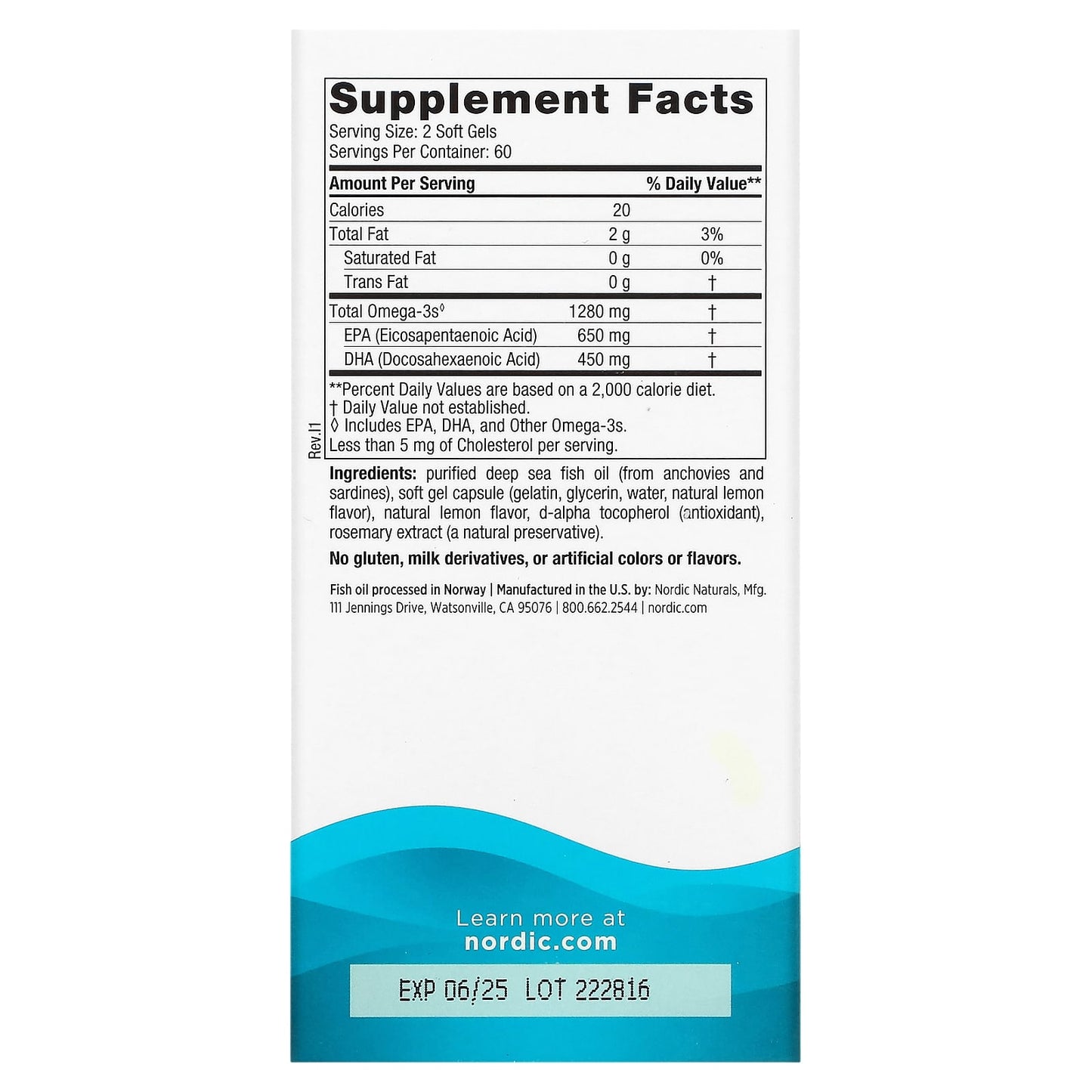 Nordic Naturals, Ultimate Omega, Lemon, 1,280 mg, 120 Soft Gels (640 mg per Soft Gel)