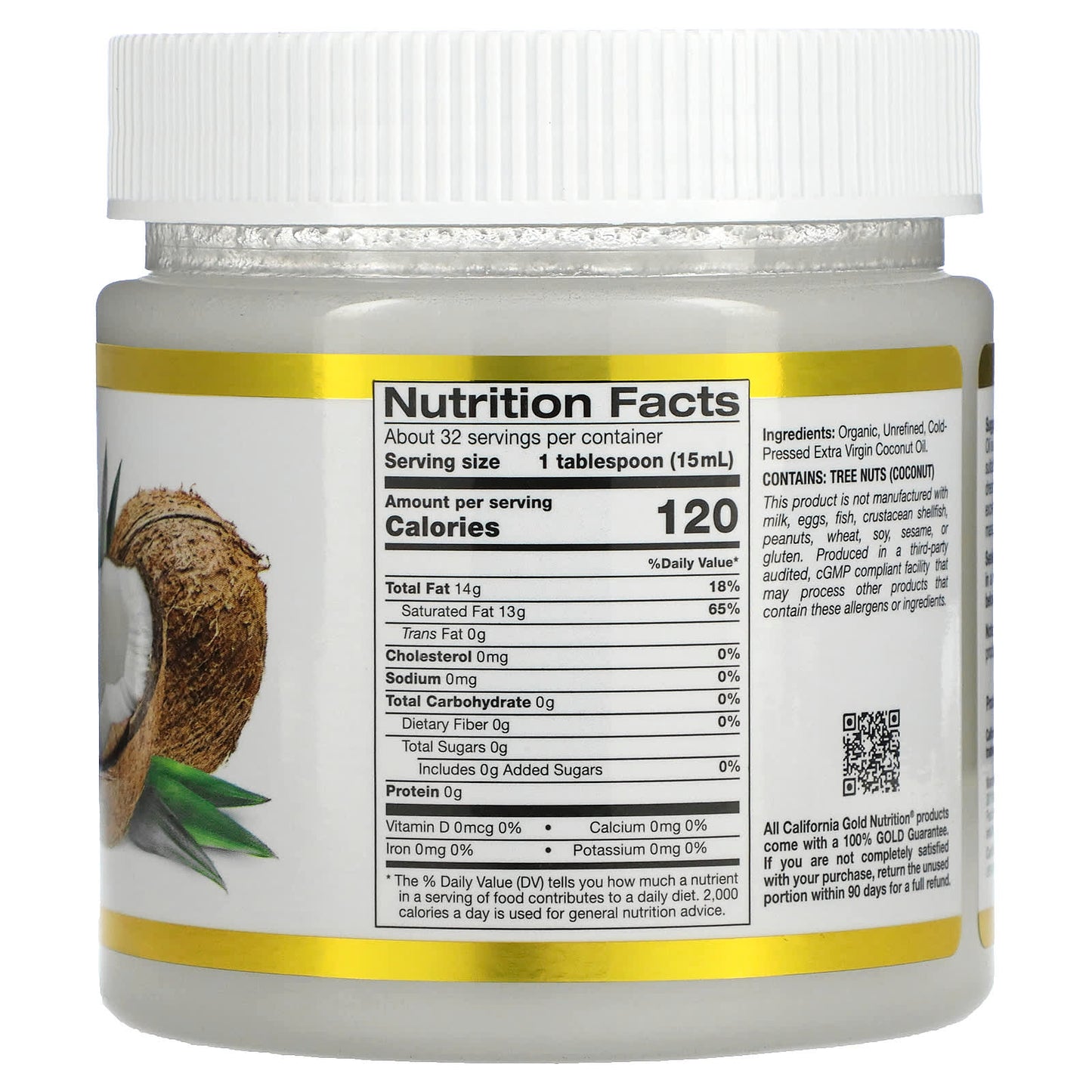 California Gold Nutrition, SUPERFOODS - Cold Pressed Organic Virgin Coconut Oil, 16 fl oz (473 ml)