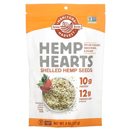 Manitoba Harvest-Hemp Hearts-Shelled Hemp Seeds-Delicious Nutty Flavor-8 oz (227 g)