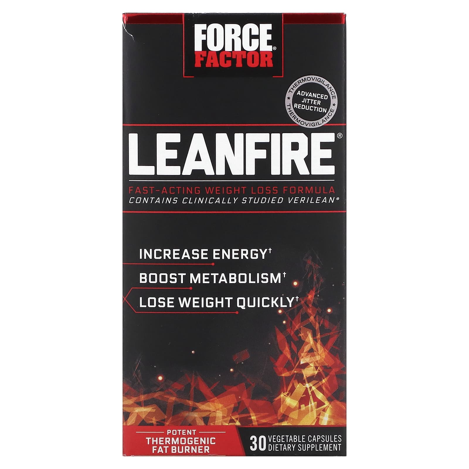 Force Factor-LeanFire-Fast-Acting Weight Loss Formula-30 Vegetable Capsules