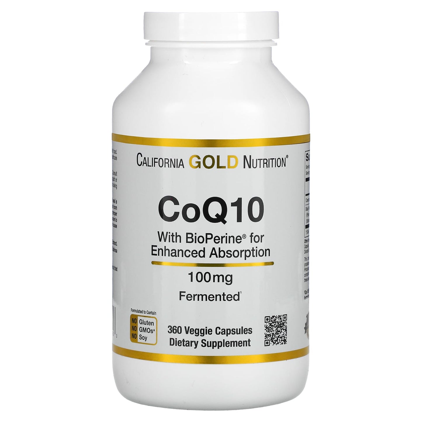 California Gold Nutrition-CoQ10 USP with Bioperine-100 mg-360 Veggie Capsules