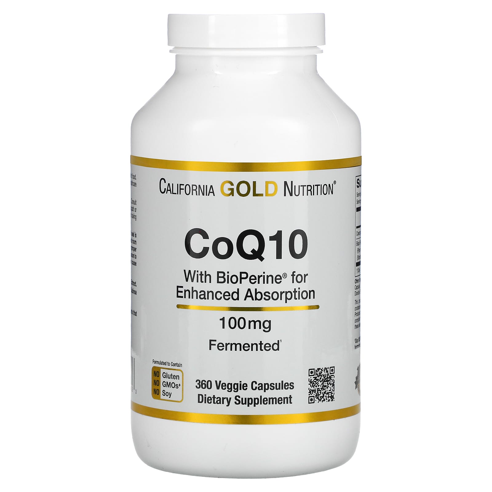 California Gold Nutrition-CoQ10 USP with Bioperine-100 mg-360 Veggie Capsules
