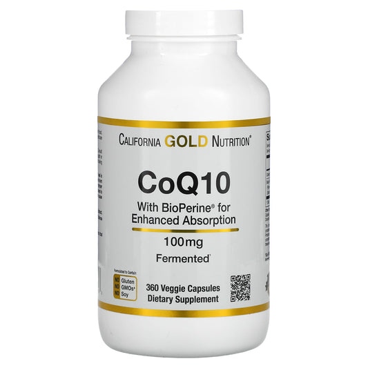 California Gold Nutrition-CoQ10 USP with Bioperine-100 mg-360 Veggie Capsules