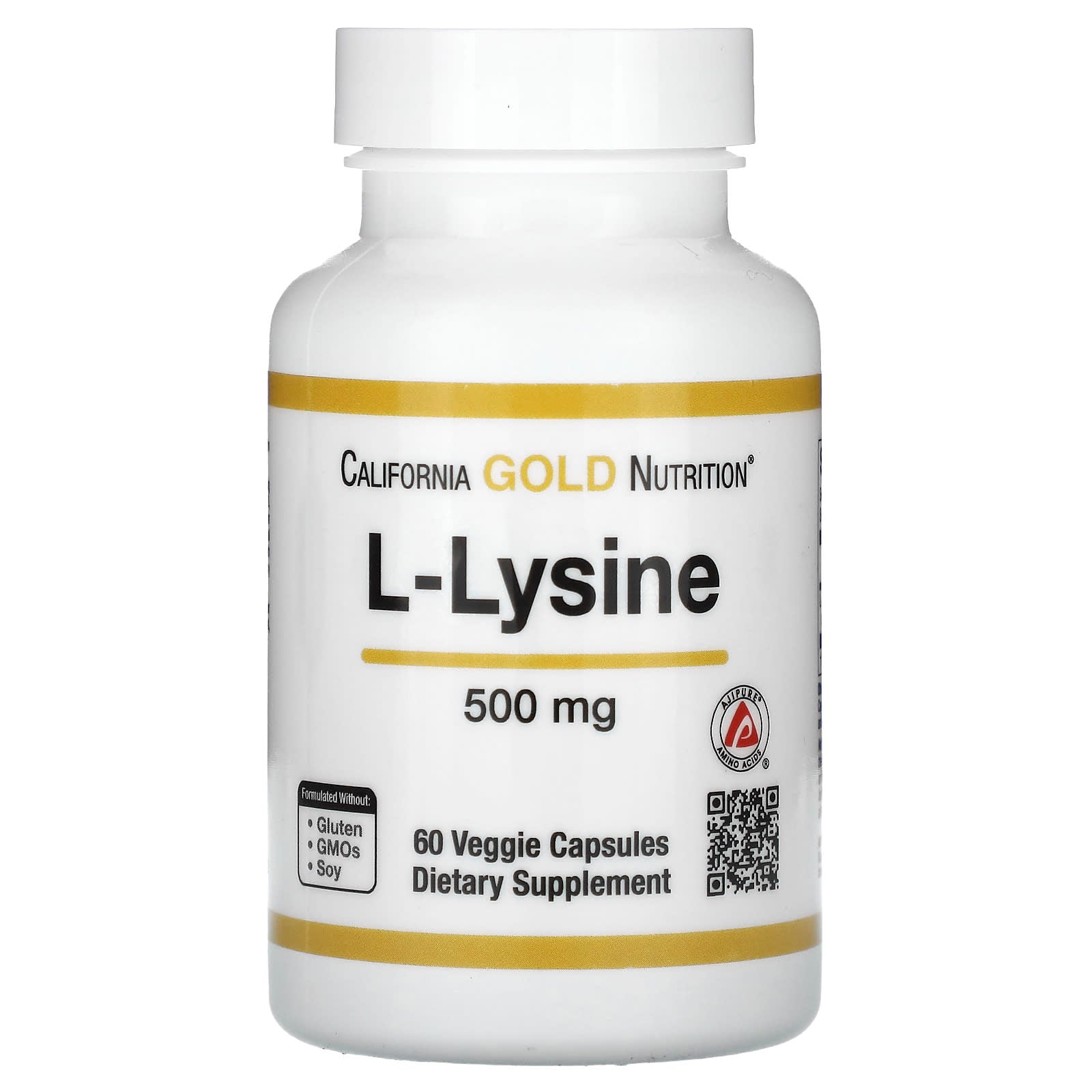California Gold Nutrition-L-Lysine-500 mg-60 Veggie Capsules