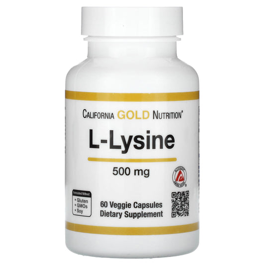 California Gold Nutrition-L-Lysine-500 mg-60 Veggie Capsules