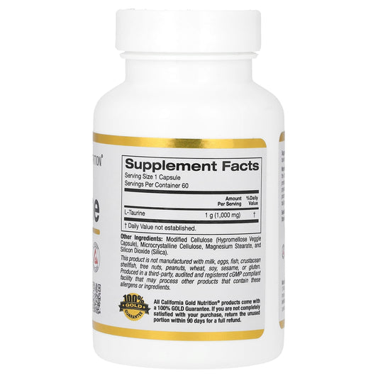 California Gold Nutrition, L-Taurine, 1,000 mg, 60 Veggie Capsules