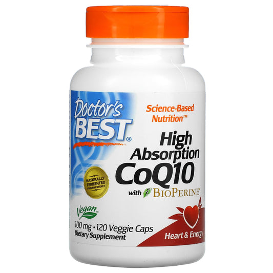 Doctor's Best-High Absorption CoQ10 with BioPerine-100 mg-120 Veggie Caps