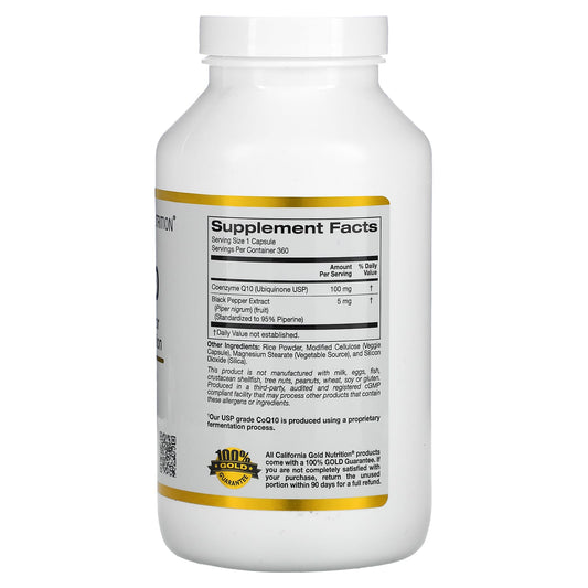 California Gold Nutrition, CoQ10 USP with Bioperine, 100 mg, 360 Veggie Capsules