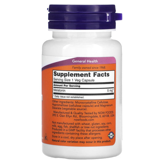 NOW Foods, Melatonin, 5 mg, 60 Veg Capsules
