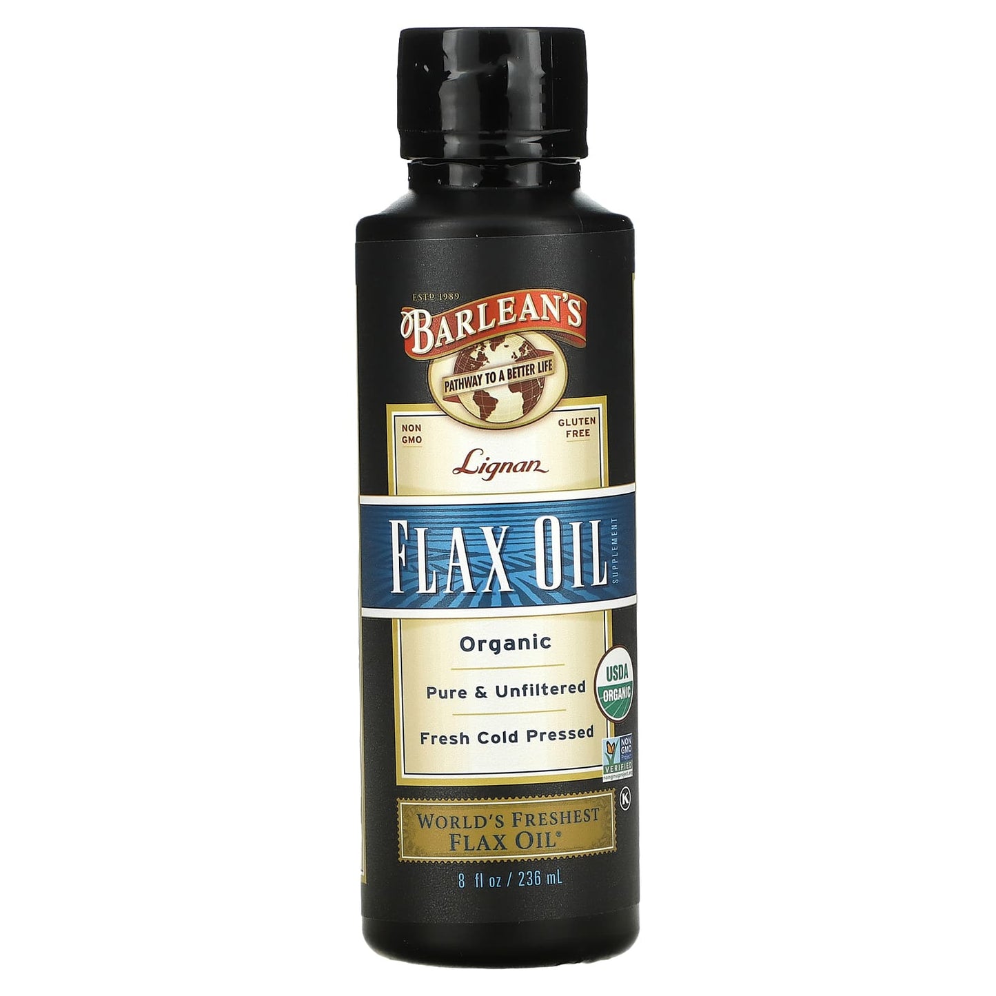 Barlean's-Organic Lignan Flax Oil Supplement-8 fl oz (236 ml)