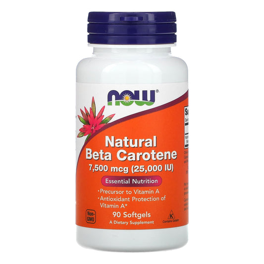 NOW Foods-Natural Beta Carotene-7,500 mcg (25,000 IU)-90 Softgels