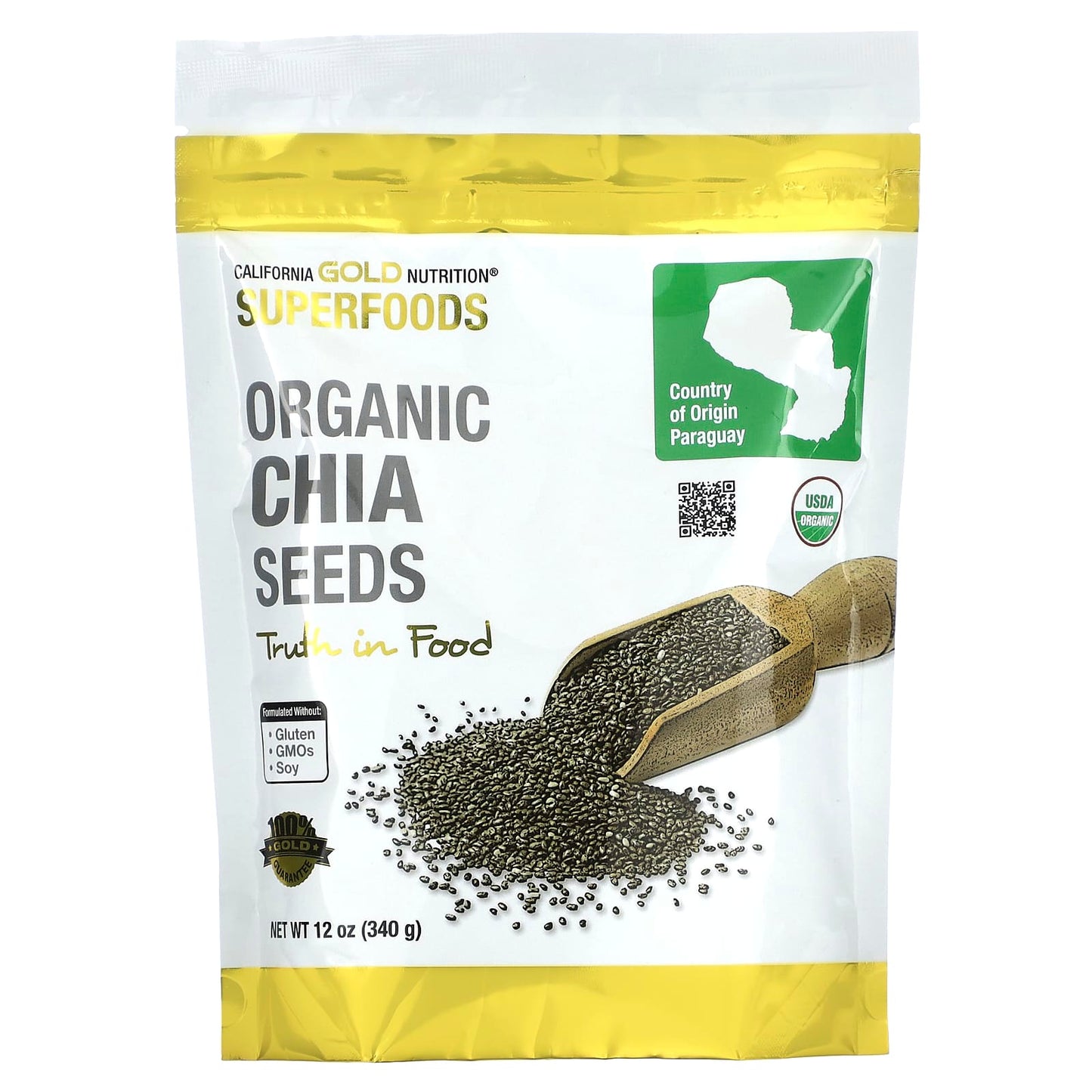 California Gold Nutrition-SUPERFOODS - Organic Chia Seeds-12 oz (340 g)