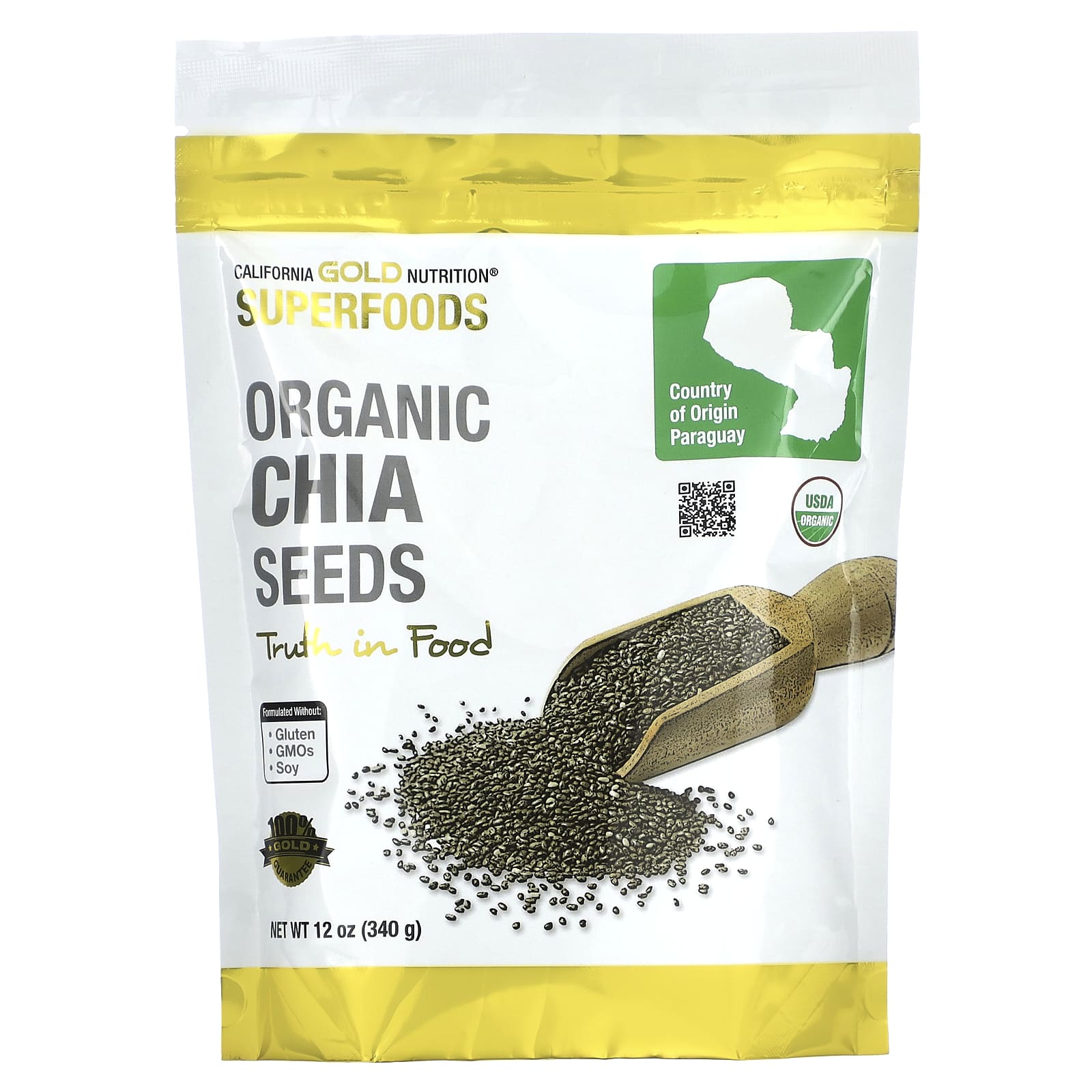 California Gold Nutrition-SUPERFOODS - Organic Chia Seeds-12 oz (340 g)