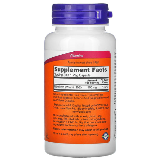NOW Foods, B-2, 100 mg, 100 Veg Capsules
