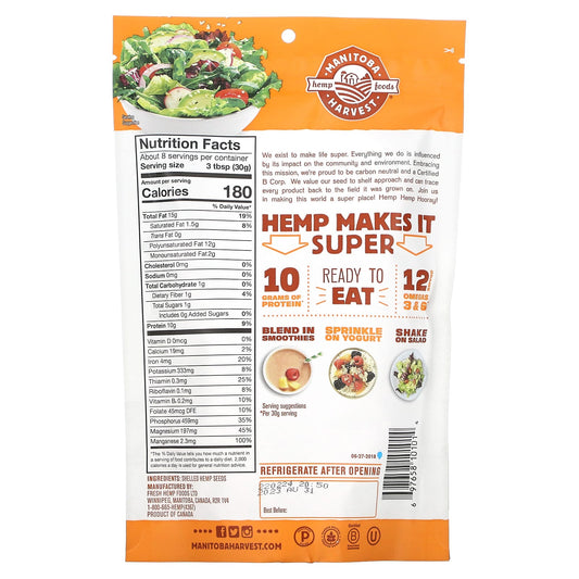 Manitoba Harvest, Hemp Hearts, Shelled Hemp Seeds, Delicious Nutty Flavor, 8 oz (227 g)