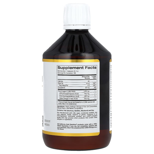 California Gold Nutrition, Norwegian Omega-3 Fish Oil, Natural Lemon Flavor, 16.9 fl oz (500 ml)