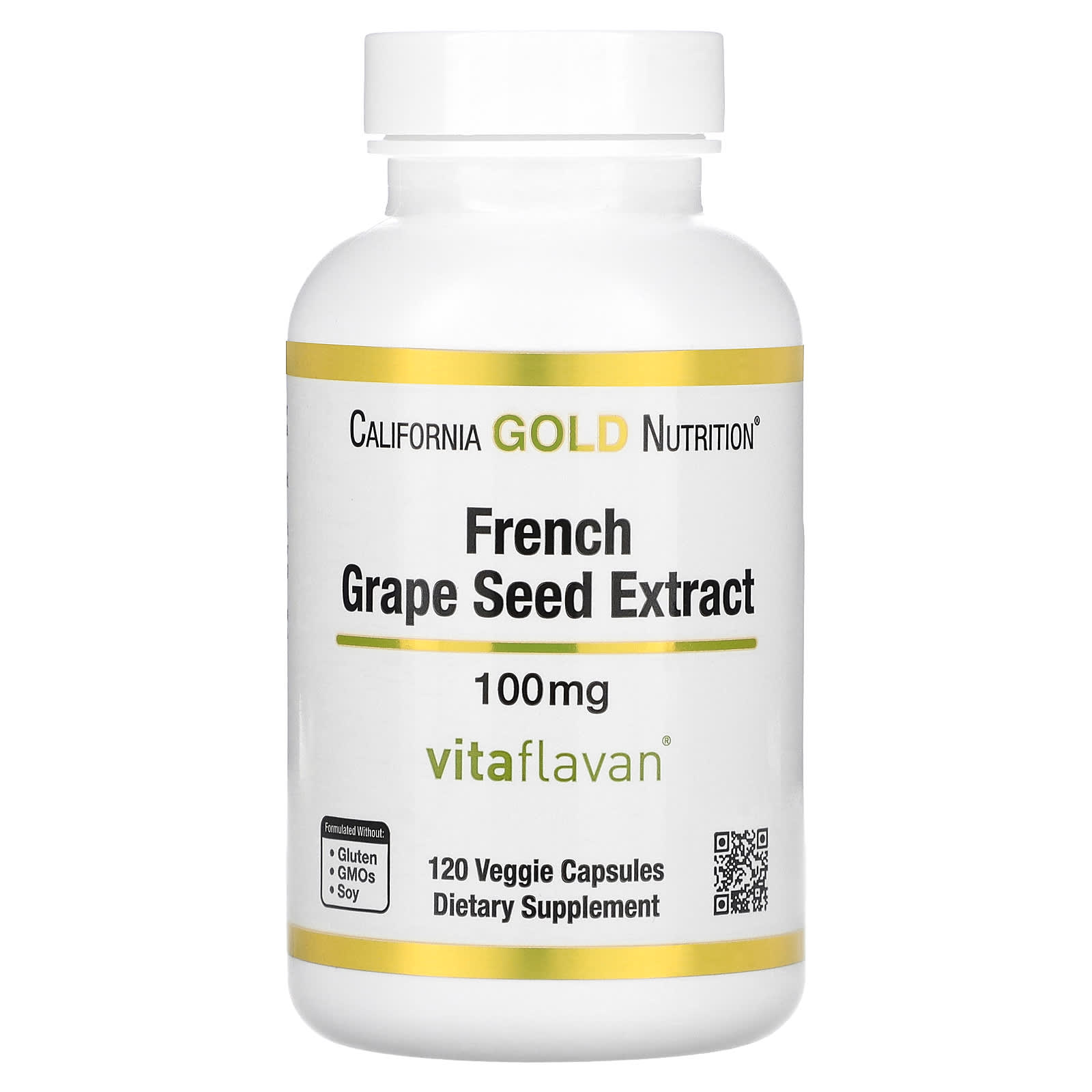 California Gold Nutrition-French Grape Seed Extract-Vitaflavan-100 mg-120 Veggie Capsules