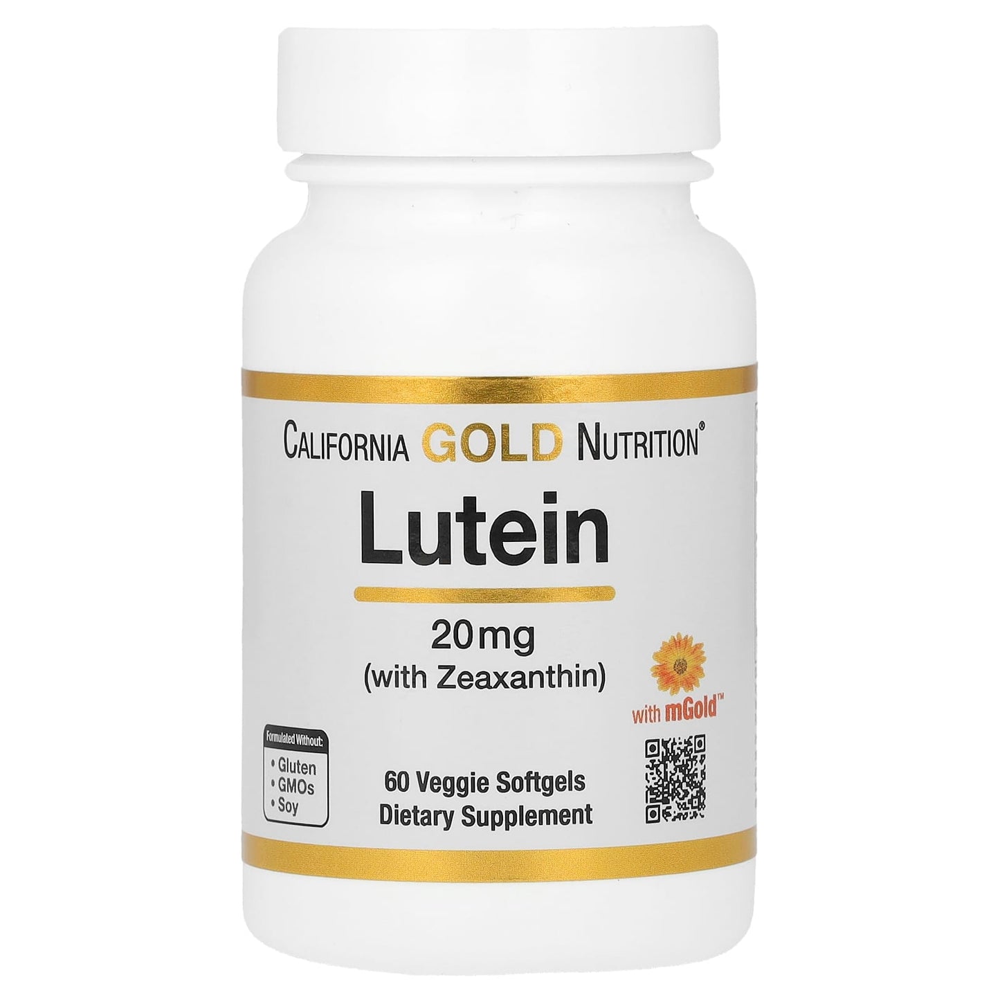 California Gold Nutrition-Lutein with Zeaxanthin-20 mg-60 Veggie Softgels