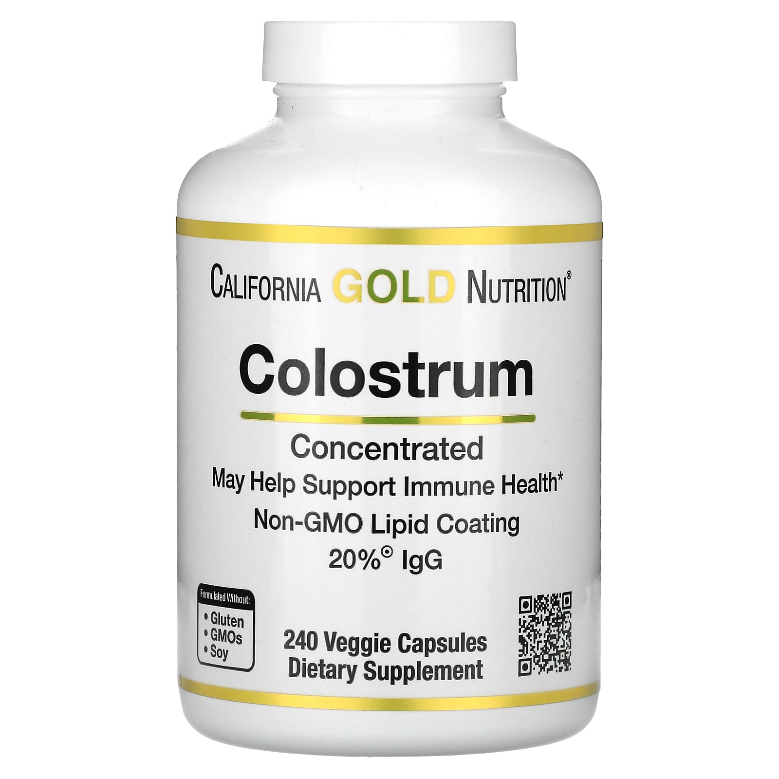 California Gold Nutrition-Colostrum-240 Veggie Capsules