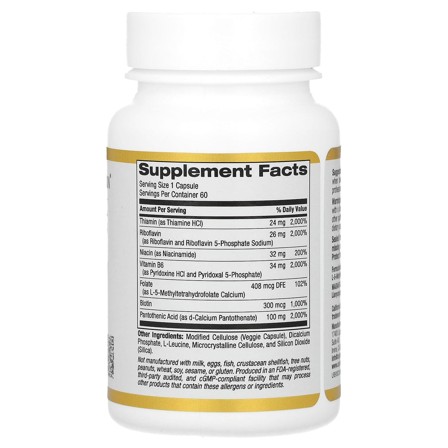 California Gold Nutrition, Vitamin B Complex, 60 Veggie Capsules