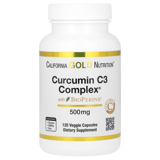 California Gold Nutrition-Curcumin C3 Complex with BioPerine-500 mg-120 Veggie Capsules