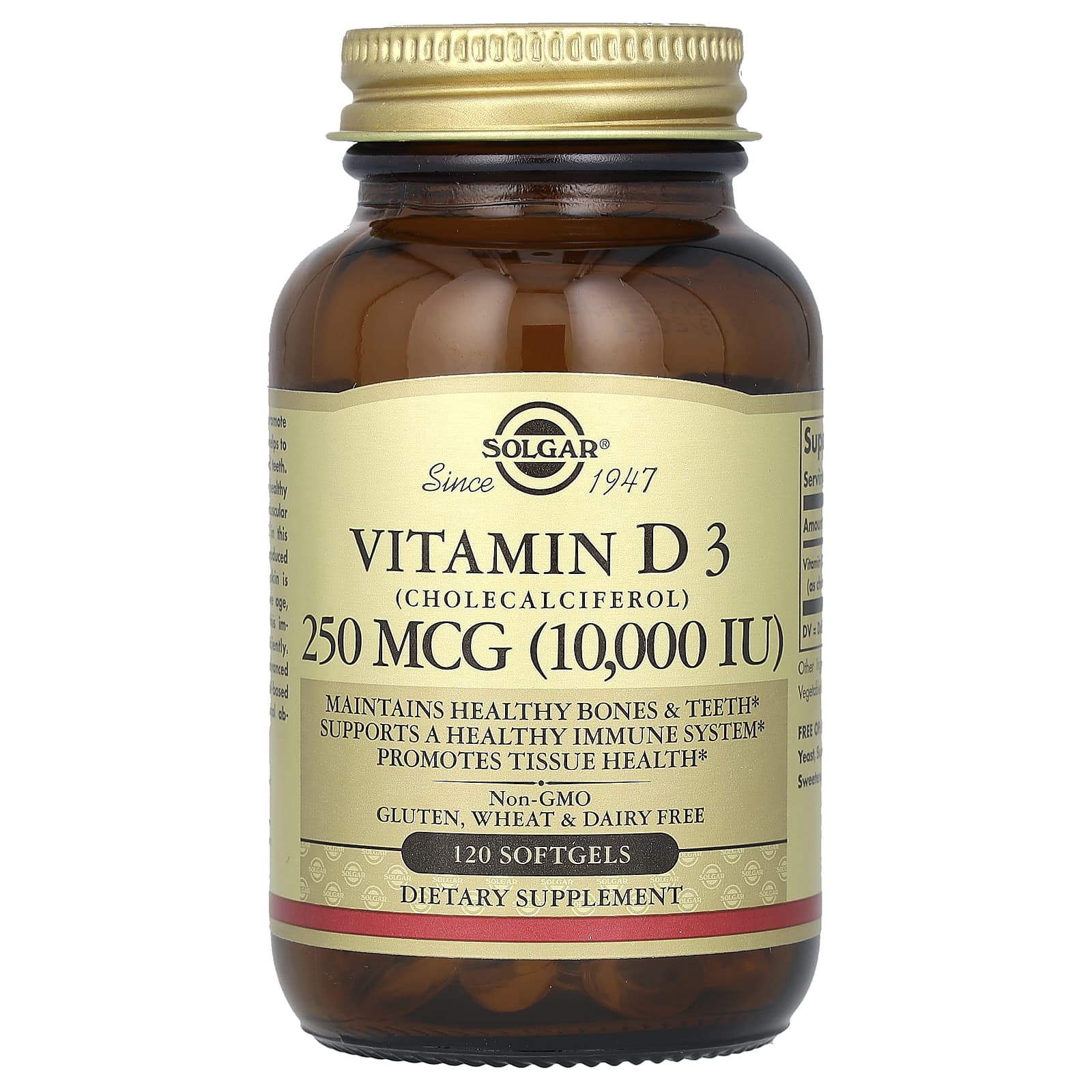Solgar-Vitamin D3 (Cholecalciferol)-250 mcg (10,000 IU)-120 Softgels