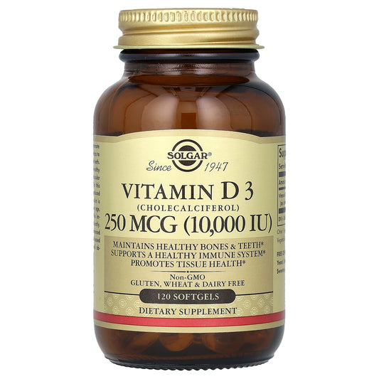 Solgar-Vitamin D3 (Cholecalciferol)-250 mcg (10,000 IU)-120 Softgels
